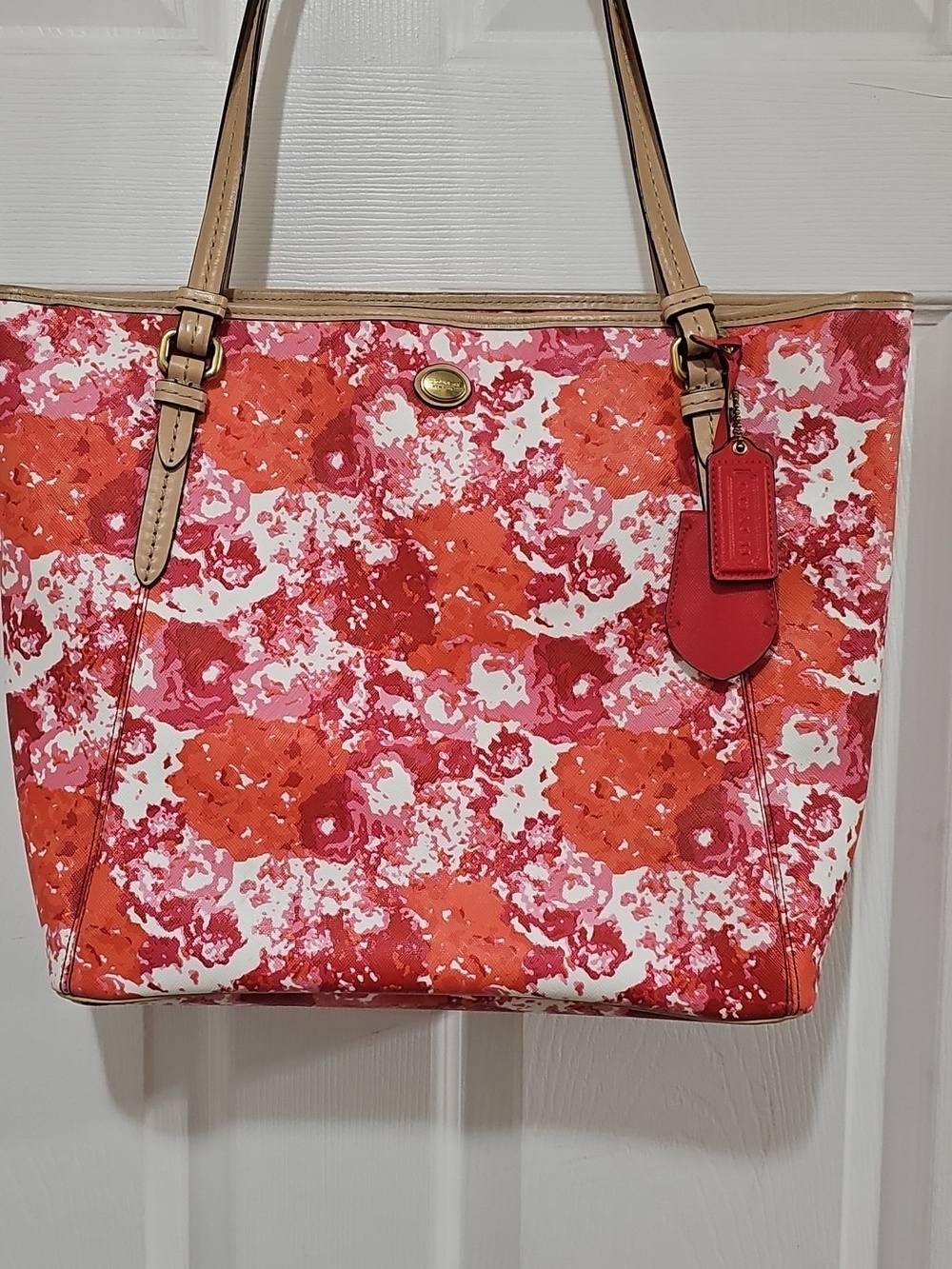 Coach Peyton Floral Print Zip Top Tote with Gold Hardware - Read Condition - Picture 2 of 16
